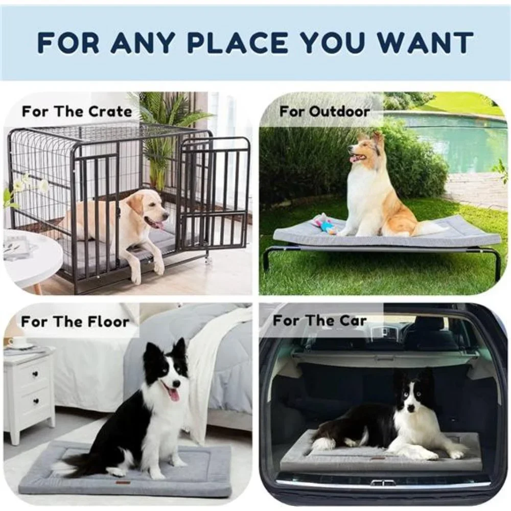 Dog Bed for Crate, High Resilience Foam Dog Crate Mat Kennel Pad with Soft Plush
